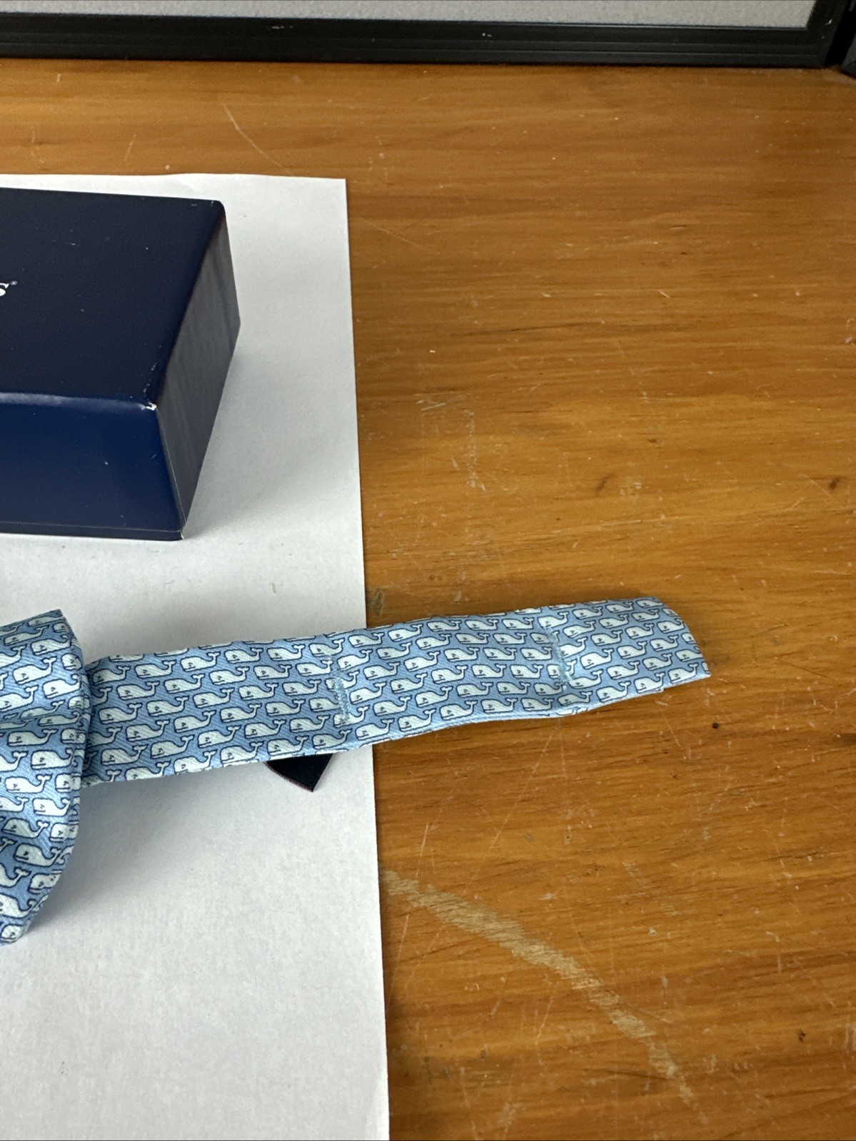 Vineyard Vines Boys Bow Tie Whale Logo Design Clip 100% Silk In Original Box