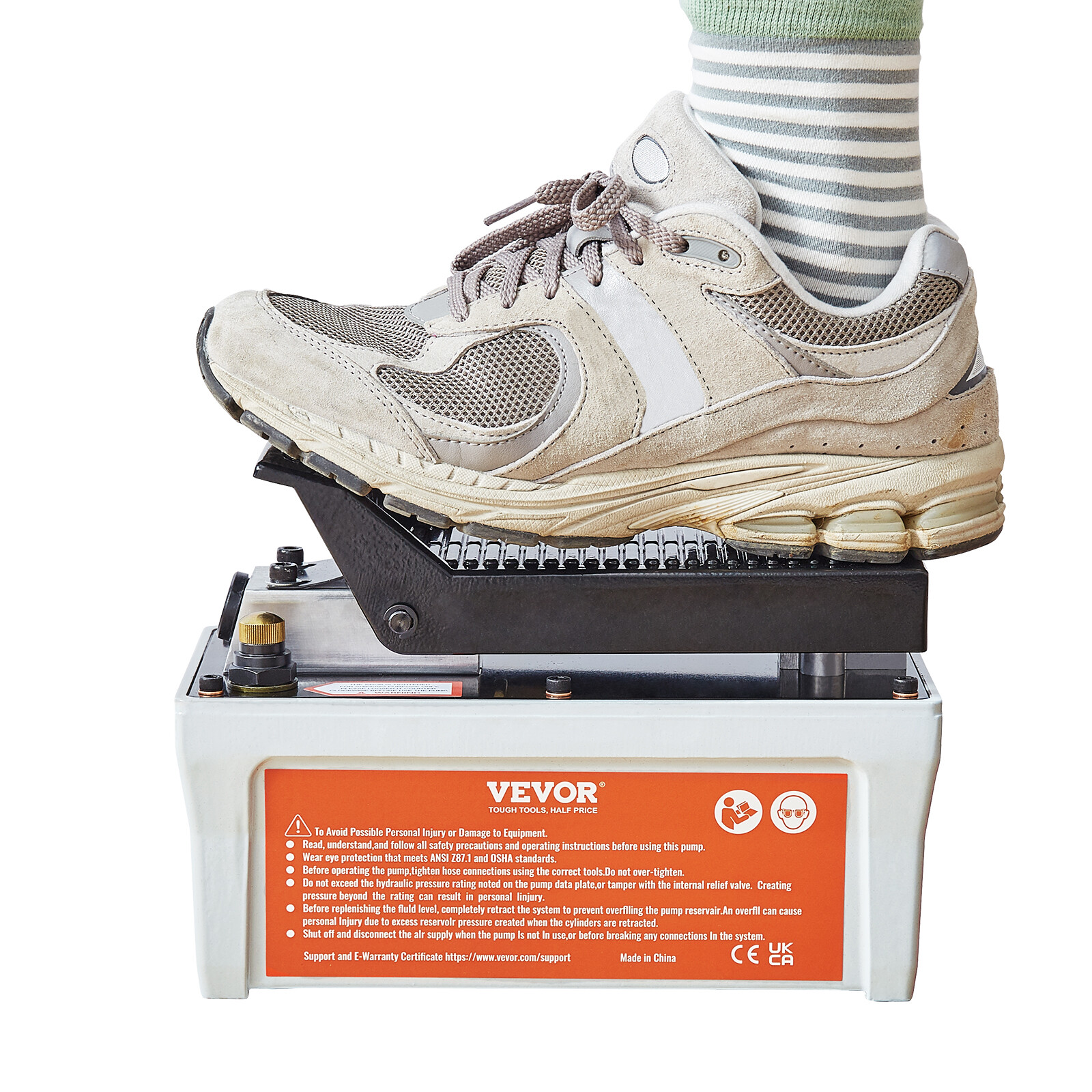 VEVOR Air Hydraulic Pump Foot Operated Pump 10,000PSI 98in³ 6.6FT Auto Body Shop