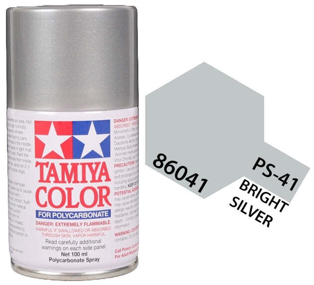 Tamiya 86041 PS-41 Bright Silver Polycarbonate Spray Paint 100ml TAM86041 - US
