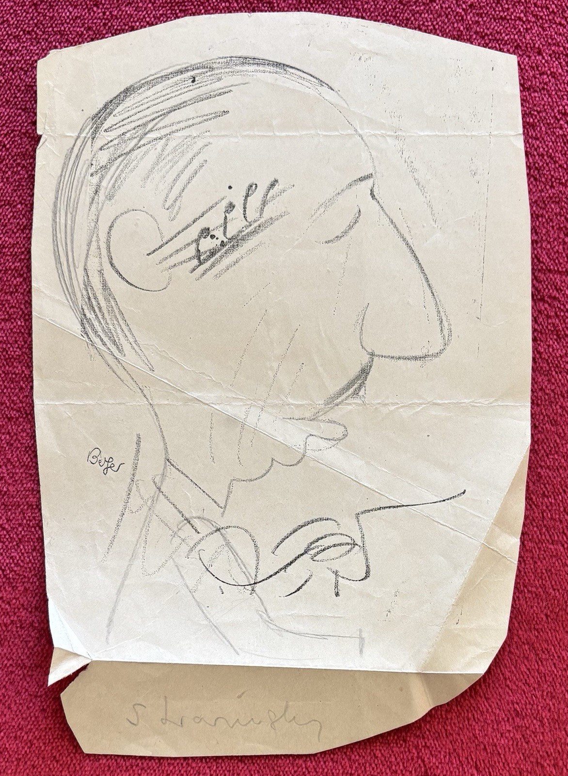 IGOR STRAVINSKY COMPOSER & CONDUCTOR ORIGINAL CARICATURE SKETCH by OSCAR BERGER