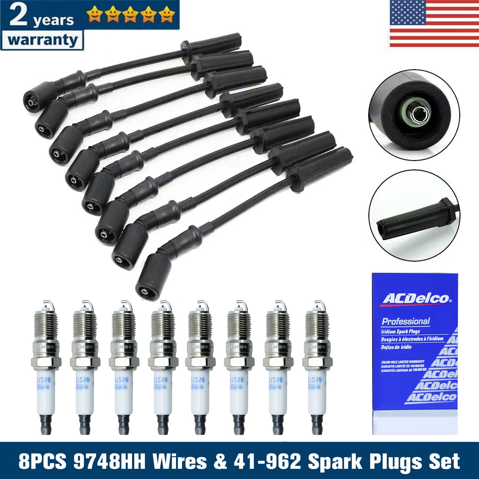 UF262 8PC Ignition Coil & Spark Plug Wires For Chevy Silverado 1500 2500 GMC US￥