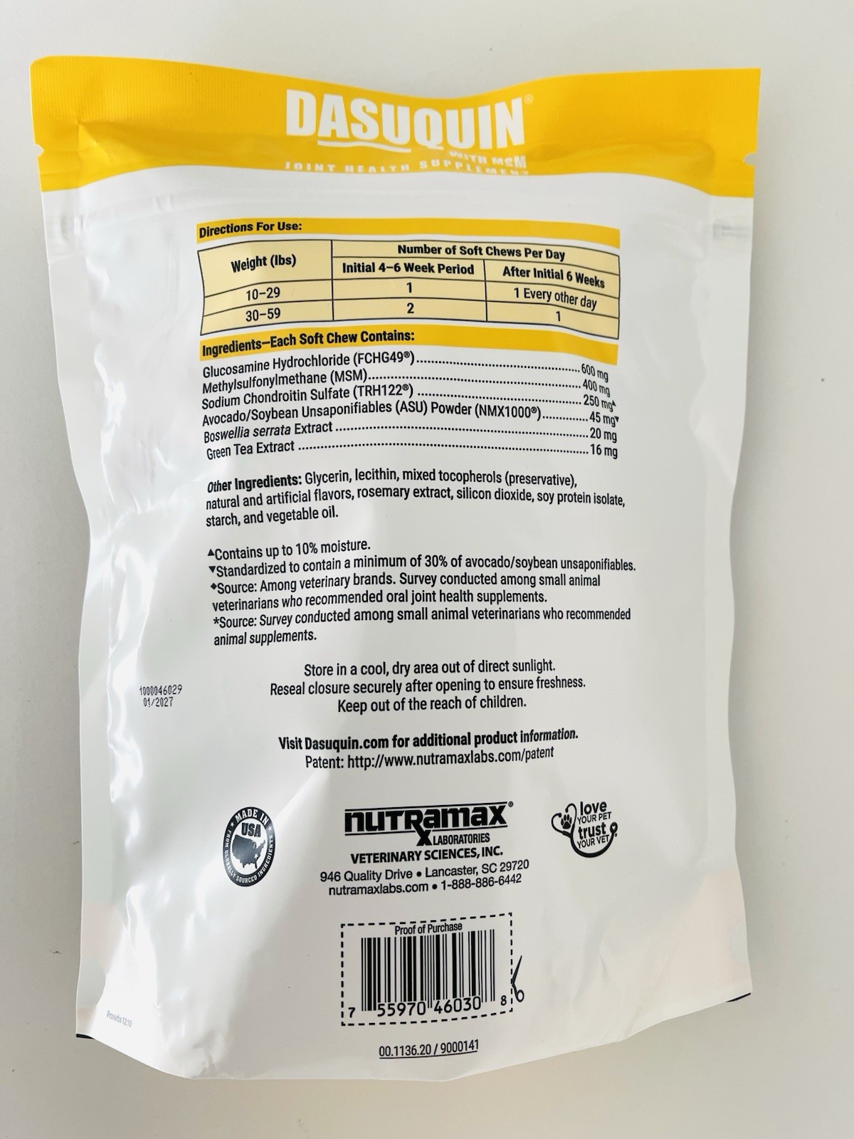 Nutramax Dasuquin with MSM Soft Chews for Small/Medium Dogs 84 ct expire 04/2027