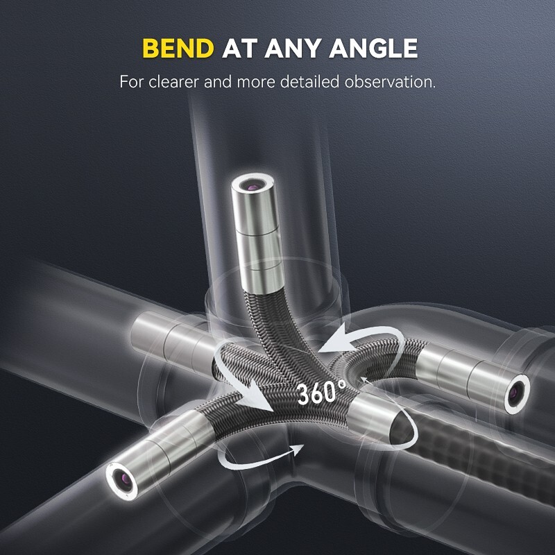 Ralcam 4-Way 720° Articulating Borescope Industrial Endoscope Inspection Camera