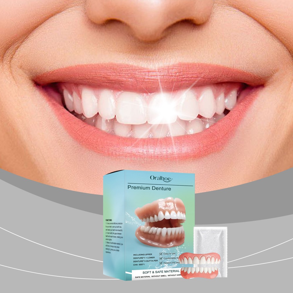 Flexible Silicone Premium Denture - Full Set Top Bottom Teeth For Men And Women