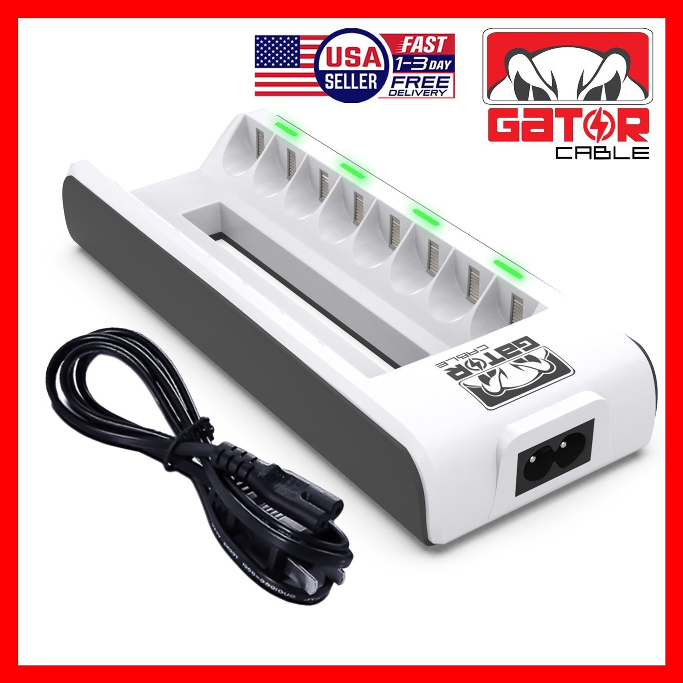 Rechargeable Battery Charger AA AAA Ni-MH Ni-CD Automatic Charged Red LED Light