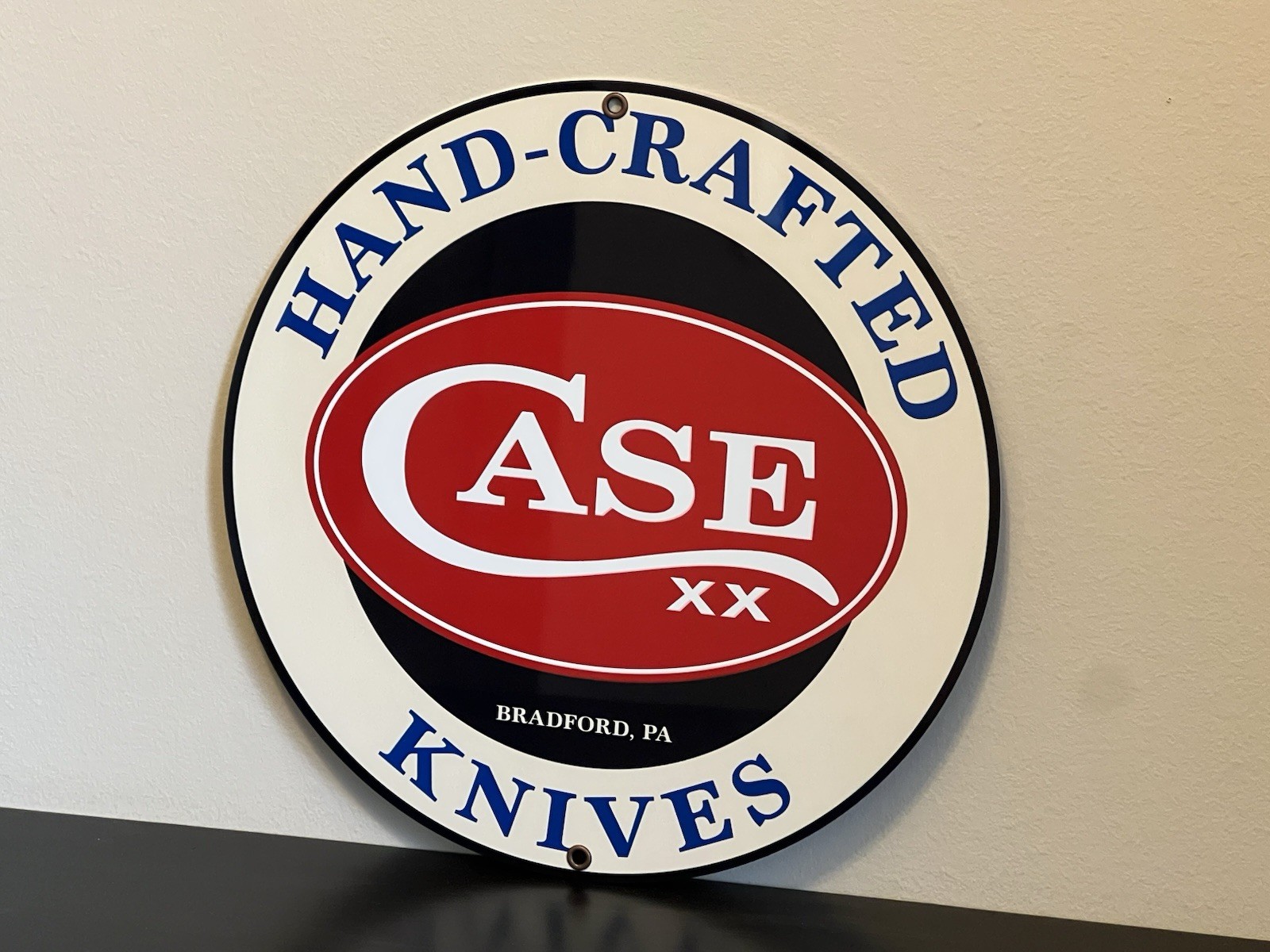 Case Hand Crafted Knives  Cutlery Vintage Style oval Metal Sign Knives