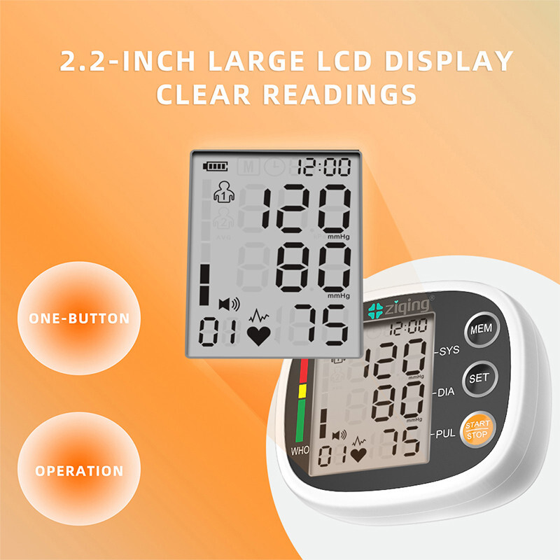 Rechargeable Sphygmomanometer Digital Blood Pressure Monitor Wrist Black