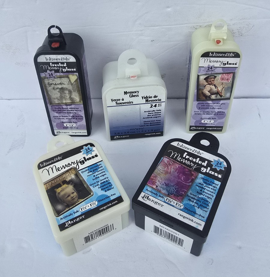 Inkssentials Memory Glass 1 x 1 & 1.5 X 1.5 Frosted & Clear 5 Packs 24 Pcs Each