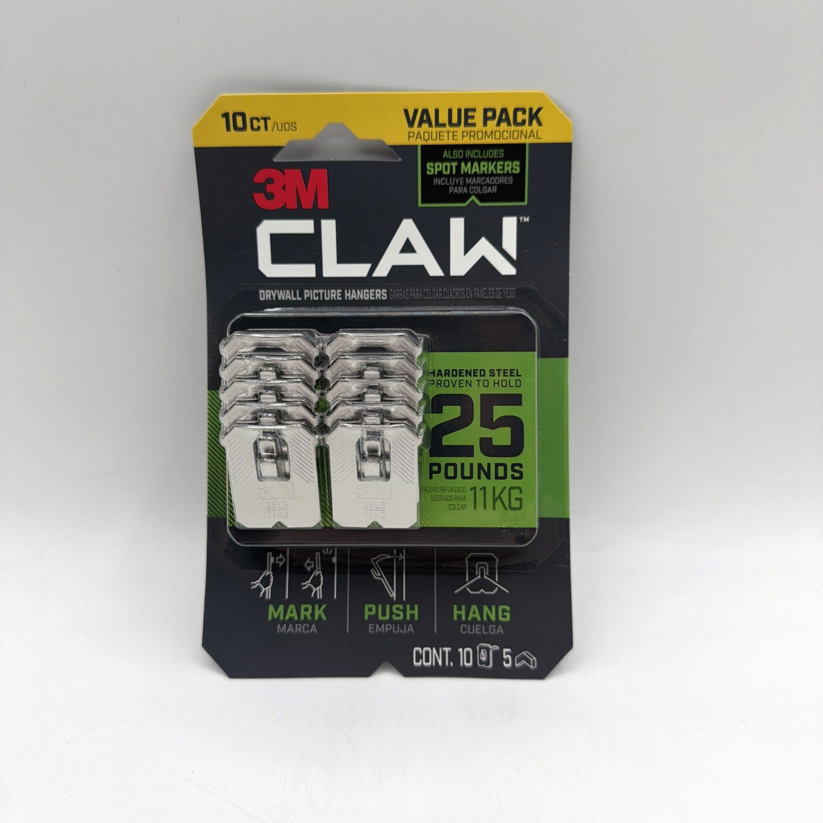 3M Claw 25 lb Drywall Picture Hanger with Spot Markers 10 Count 1 Pack
