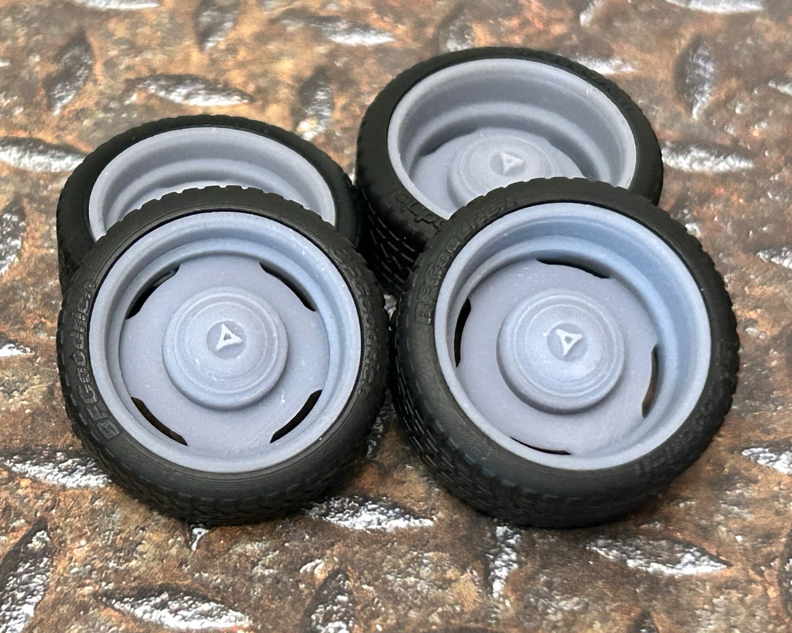 Resin 21/20 In:  “Mopar Steel W/ Dog Dish” Model car Wheels/Tires 1/24 scale