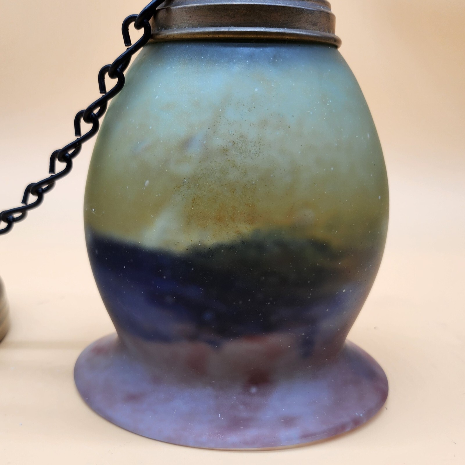 Vintage Art Glass Hanging Ceiling Pendant Light Fixture