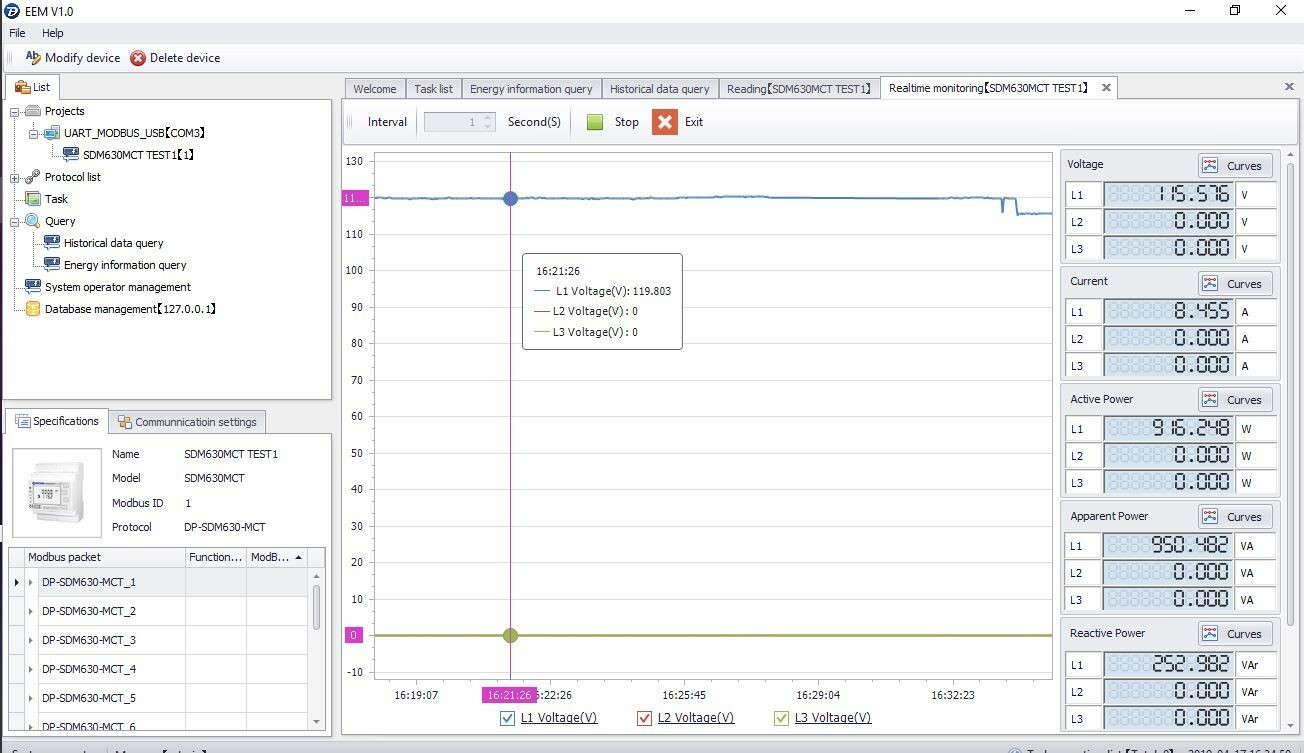 Smart energy meter KWH Volts Amps / Electric Submeter 3+CTs