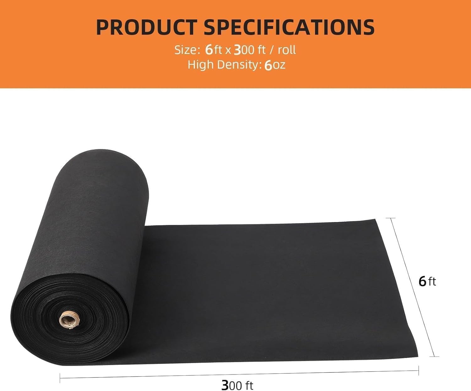 Geotextile Non Woven Fabric 6ft x 300ft 6oz Landscaping Drainage Construction