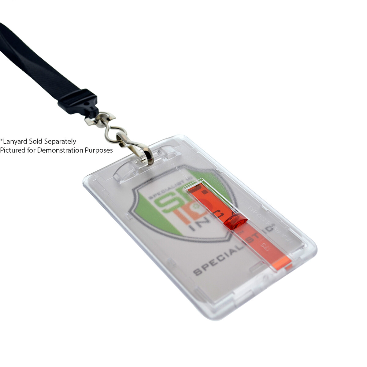 2 Pack -Rigid Hard Plastic Vertical Badge Holder- Slide Out Tab by Specialist ID