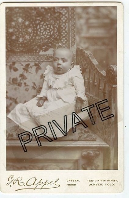 Cabinet Photo -Young Petite Black Baby in Gown - Appel Studio, Denver Colorado