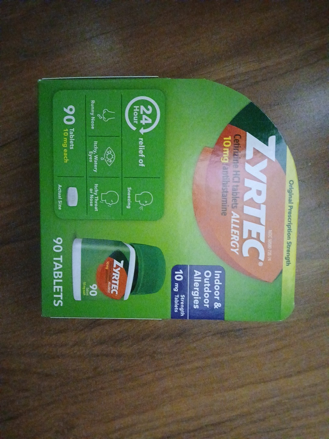 Zyrtec 24HR Allergy Relief 10mg Tablets, 90 CT   Exp 03/2027+