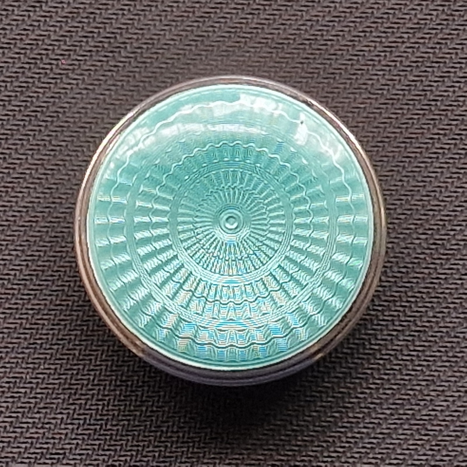 Antique Sterling Silver & Guilloché Enamel Circular Box by Lawrence Emanuel 1919