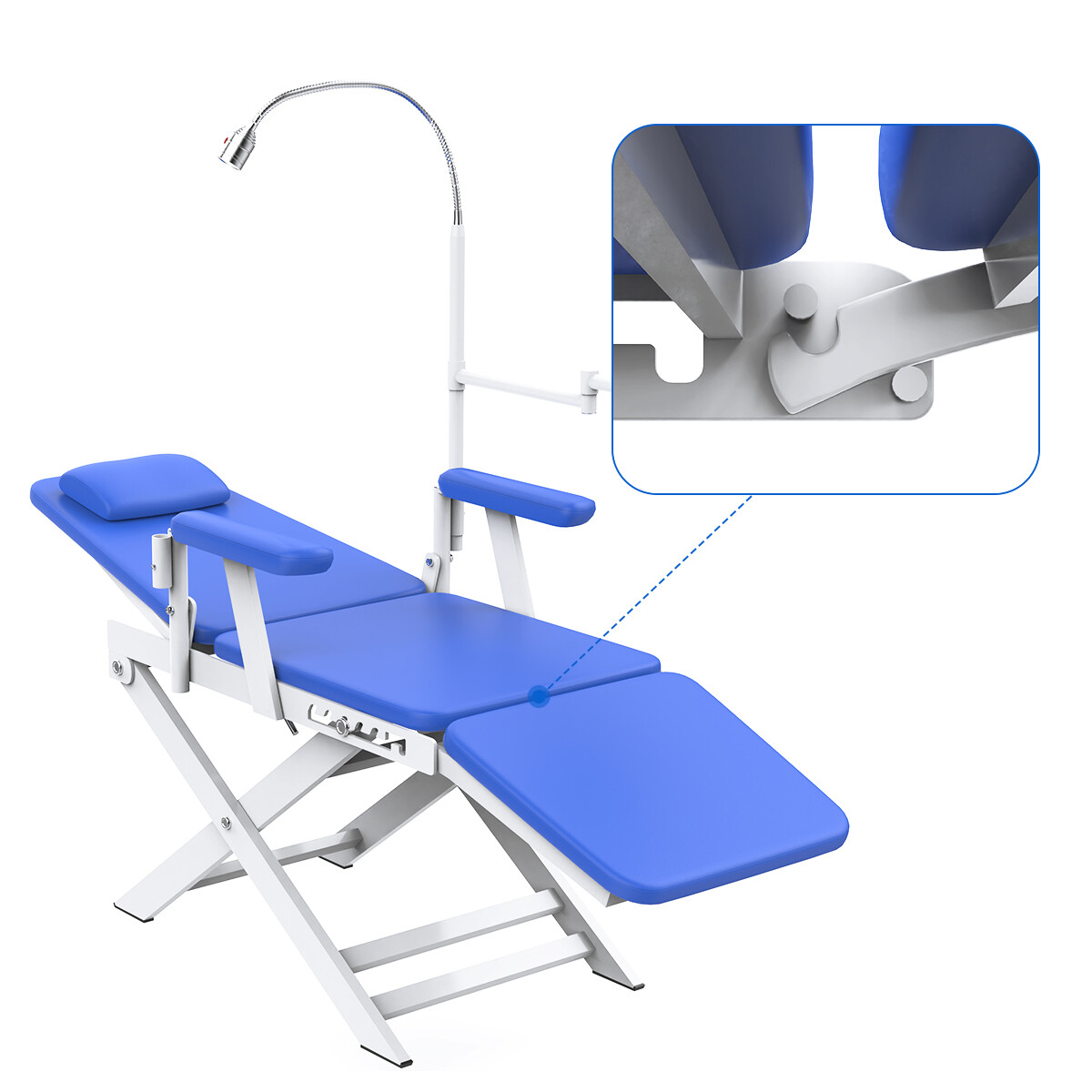 Sillon Dental Portatil Plegable con Luz LED Bandeja/Unidad de Turbina de Aire