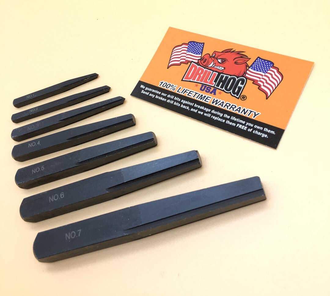 Drill Hog® Square Easy Out Set Screw Extractor Straight Lifetime Warranty 7 Pc