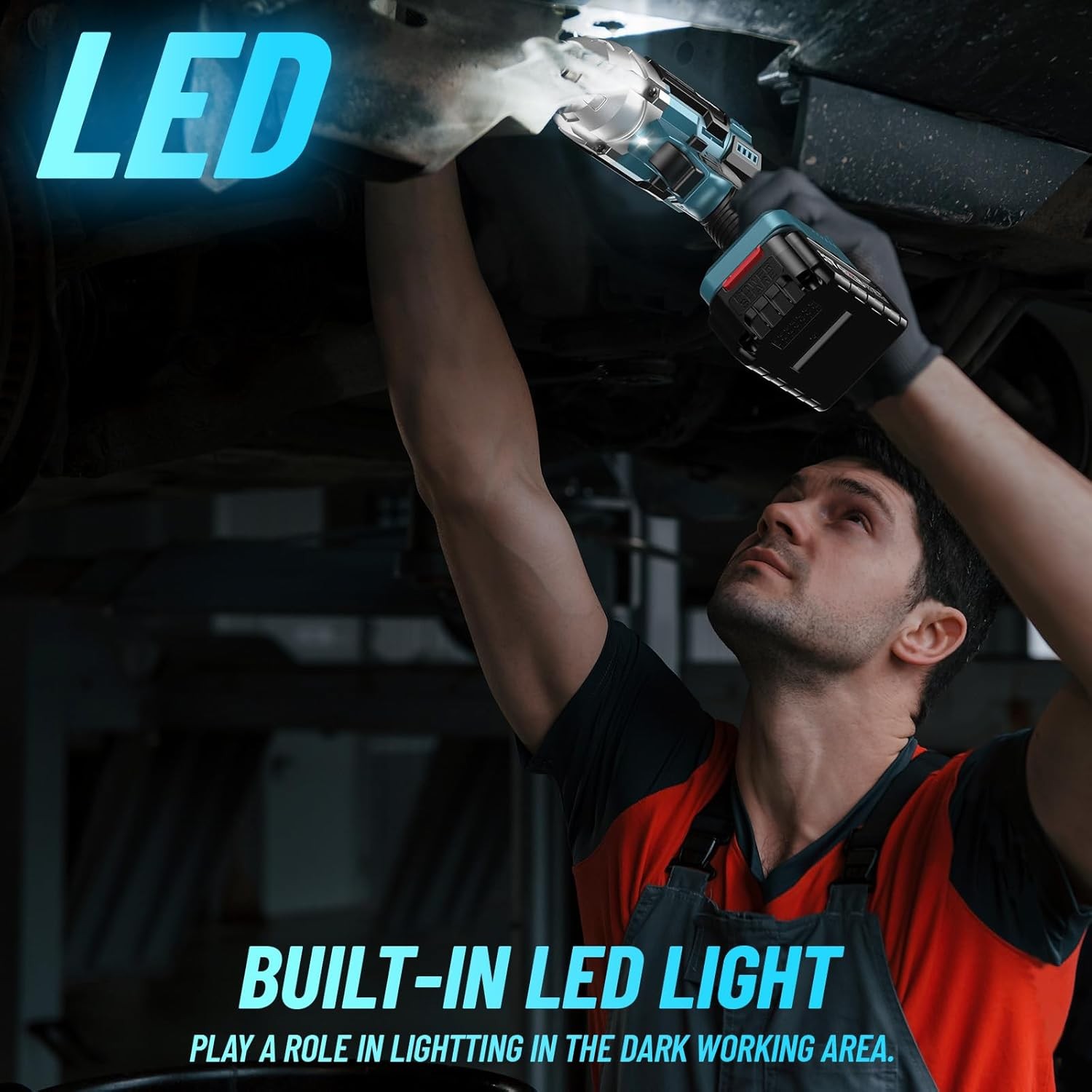 Seesii Cordless Impact Wrench 1/2" Torque 479 Ft-lbs(650Nm) Brushless Impact Gun