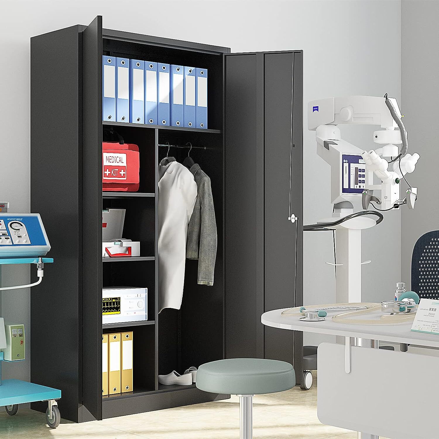 Metal Storage Cabinet Lockable Wardrobe Cabinet with Adjustable Shelves 72 inch