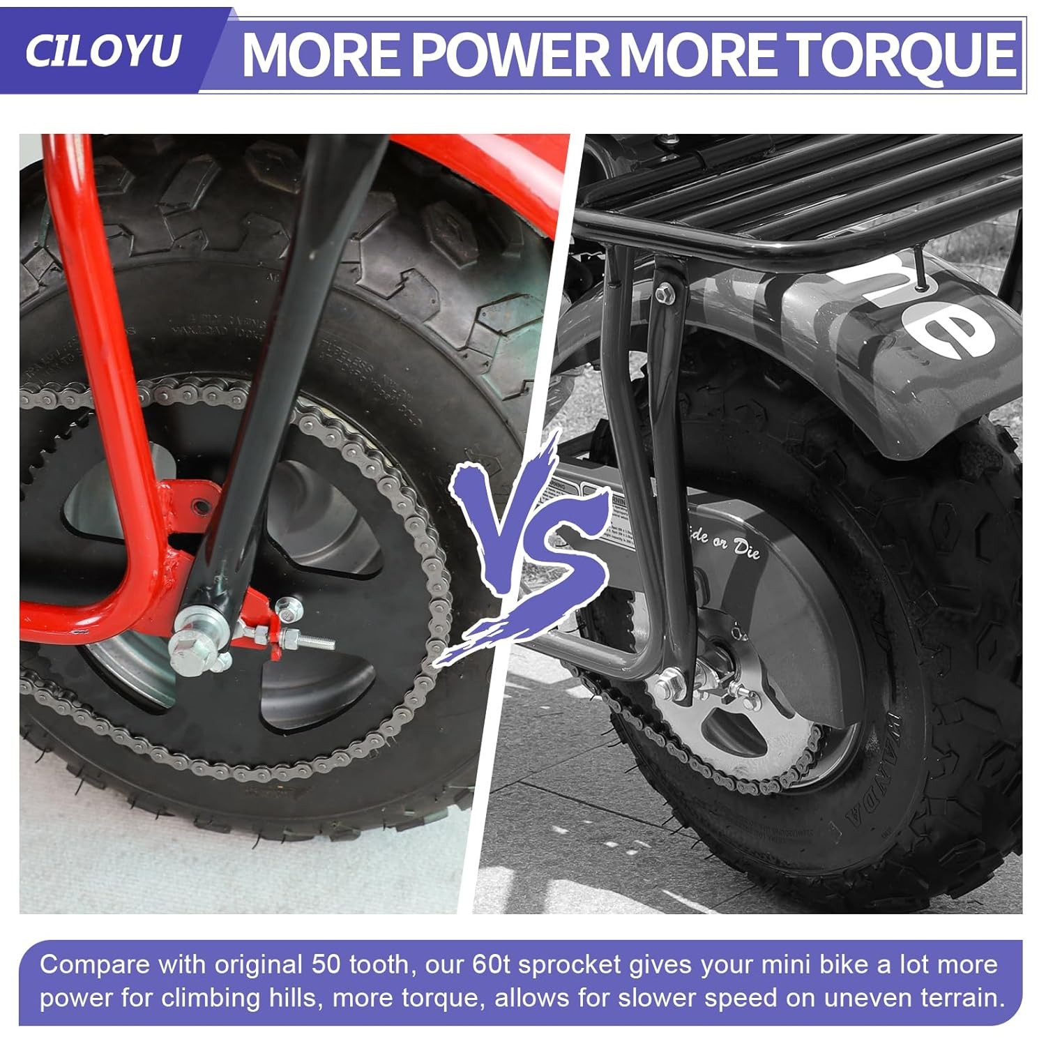 60 Tooth Sprocket 420 Chain Kit For CT200U BT200X Predator 212cc 196cc MB200