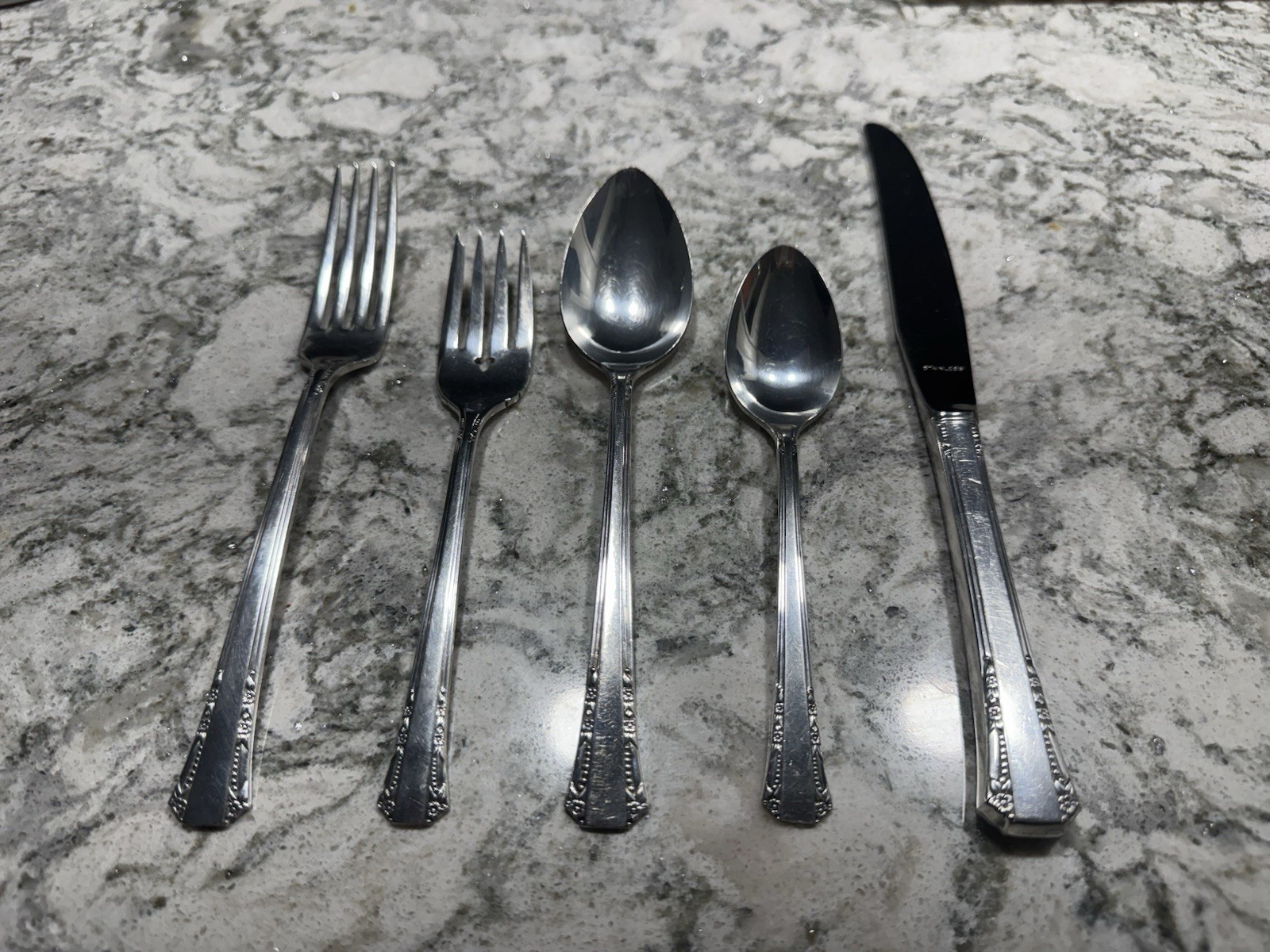 Vintage 1881 Rogers DEL MAR Oneida Silver-plate 5-Piece Place Setting