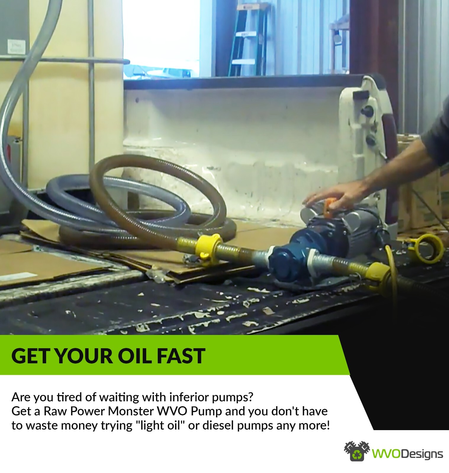 WVO Designs Portable Oil Transfer Gear Pump 25gpm, Goldstream Portable Oil Pump