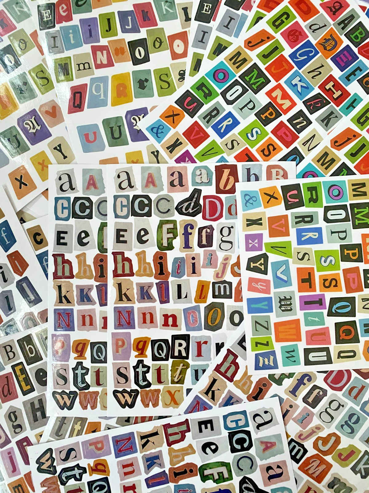 Random Lot Of 3 Alphabet Letter Sticker Sheets: Perfect for Junk Journaling!