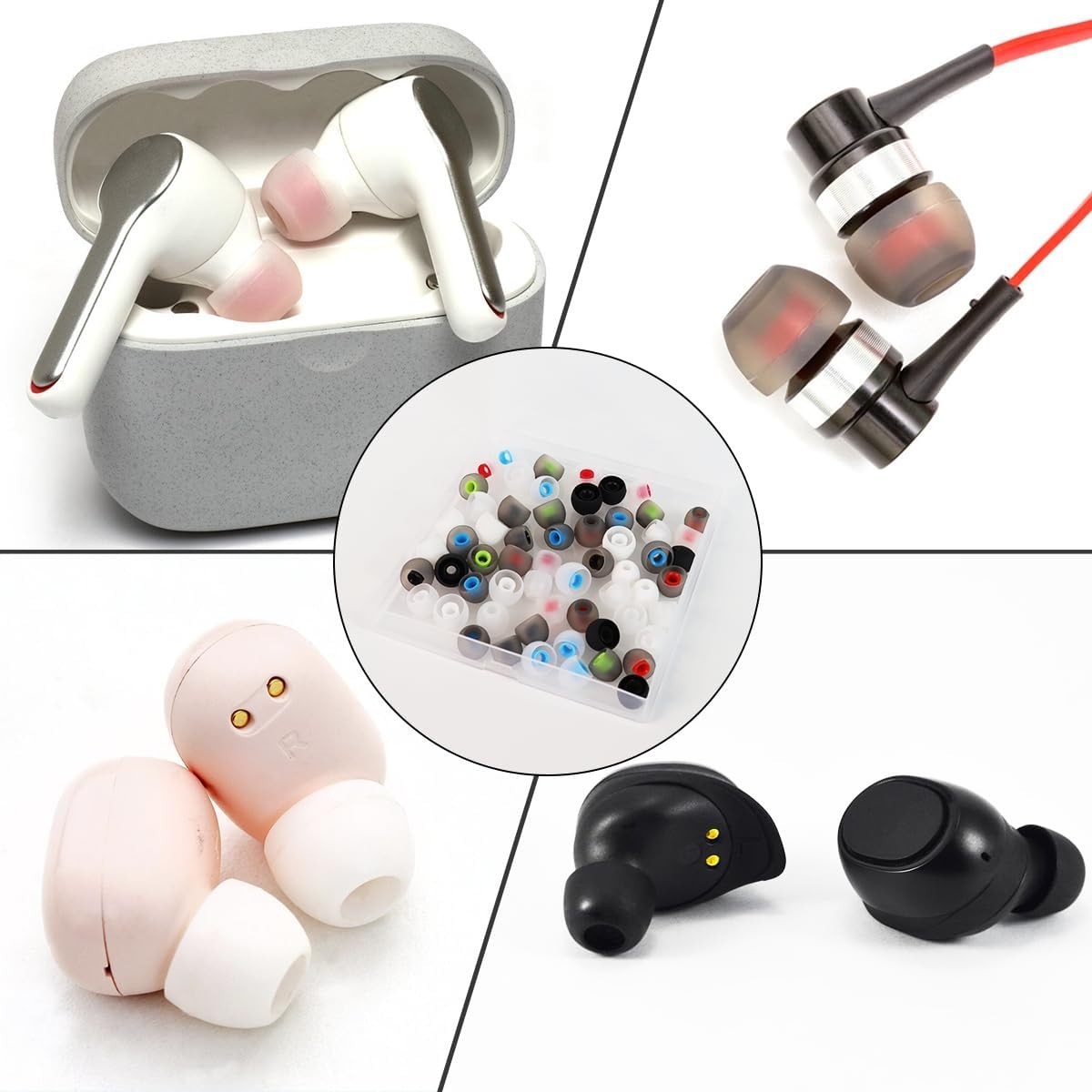 60PCS Earbuds Replacement Tips Silicone, Ear Bud Replacement Pieces Silicone, So