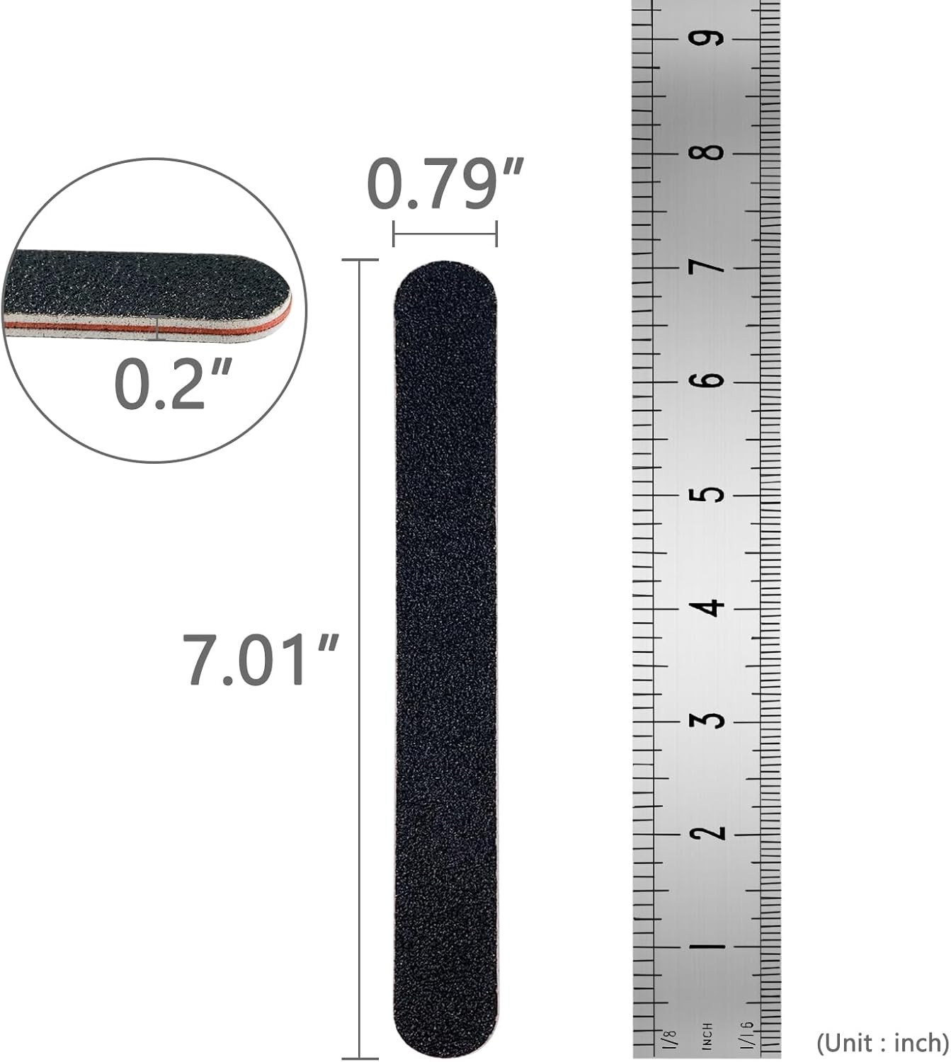 20 Pack 100/180 Grit Nail Files Black Professional Emery Boards Nail