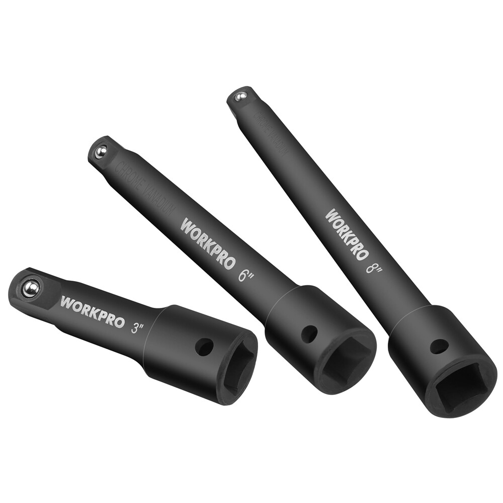 NEW 1/2inch Drive Impact Extension Bar Set 3PC Socket Extensions 3” 6” 8” w/Tray