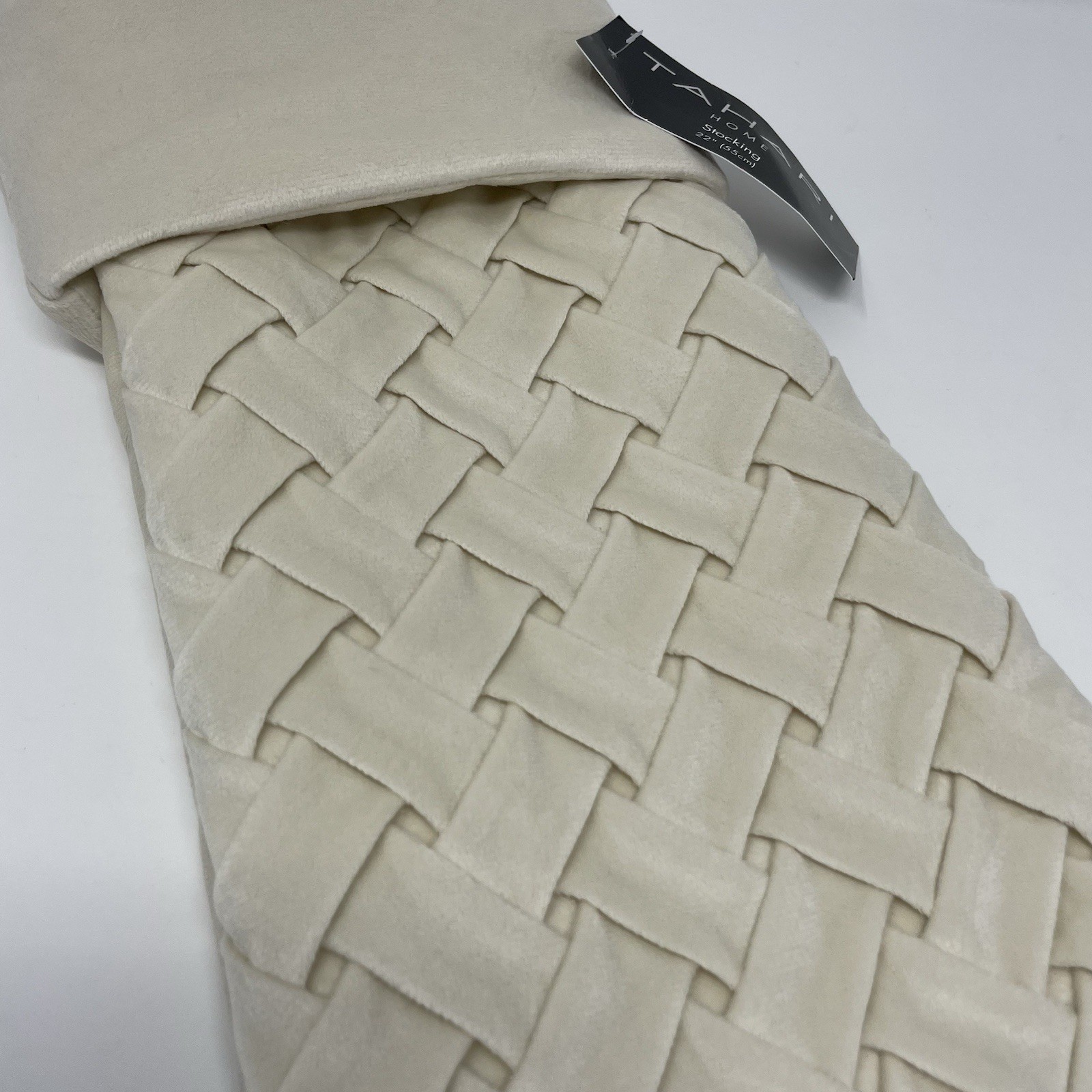 TAHARI HOME Ivory Woven Christmas Holiday Stocking 22"