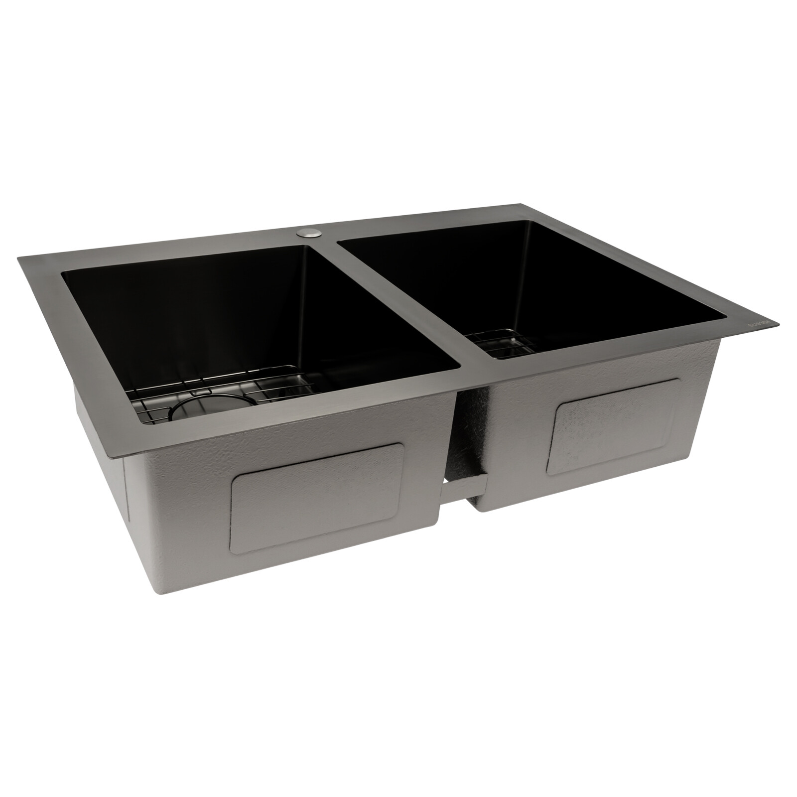 33x22" Drop in Kitchen Sink Double Bowl Gunmetal Black Stainless Steel USA