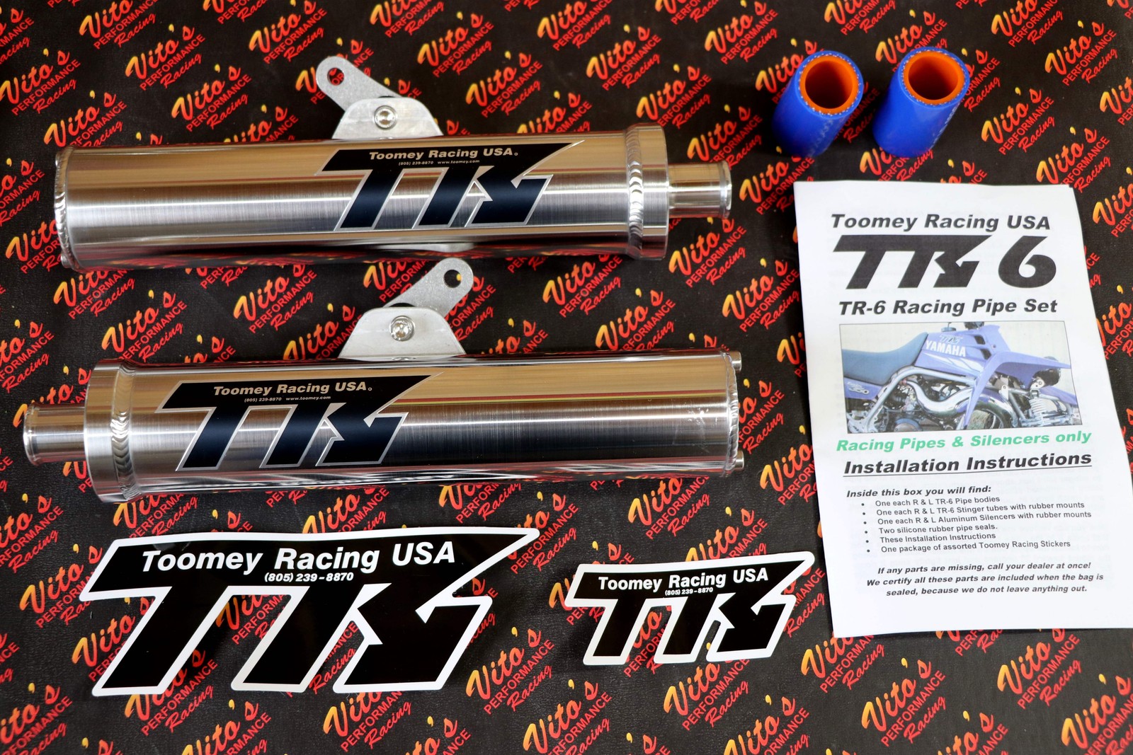 NEW Yamaha Banshee CHROME Toomey Racing T6 Pipes + T-6 silencers 1987-2006