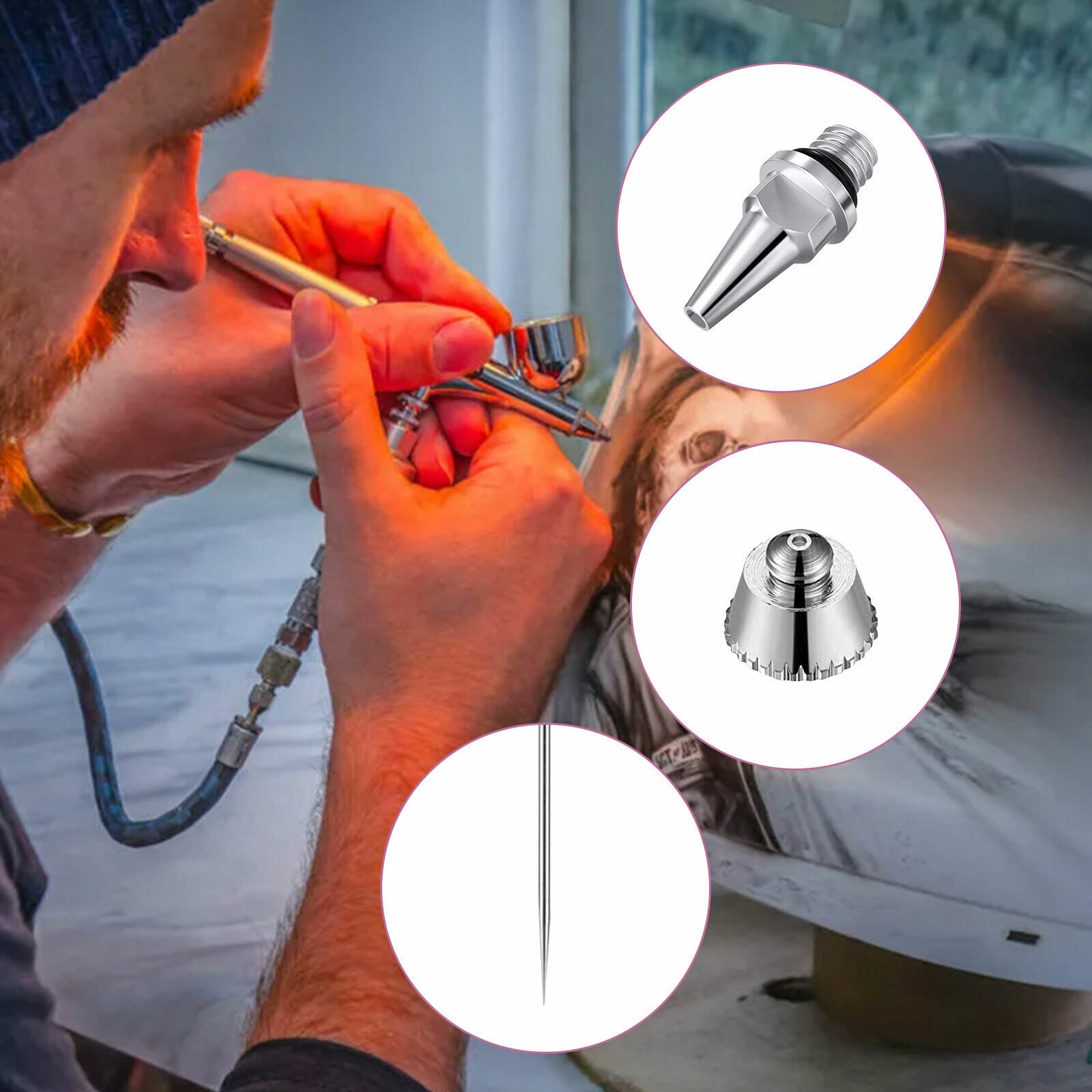 0.2/0.3/0.5mm Airbrush Nozzle Needle Set for Airbrushes Spray Gun Replacement