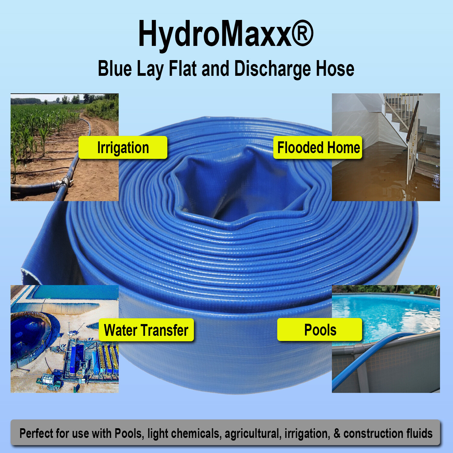 3" Agricultural Grade PVC Lay Flat Discharge Hose 50', 100' & 300' lengths
