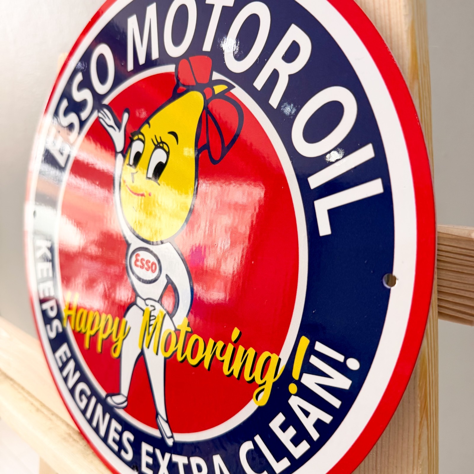 Esso Motor Oil Happy Motoring Female Mascot Metal Sign – 30 cm / 11.8”