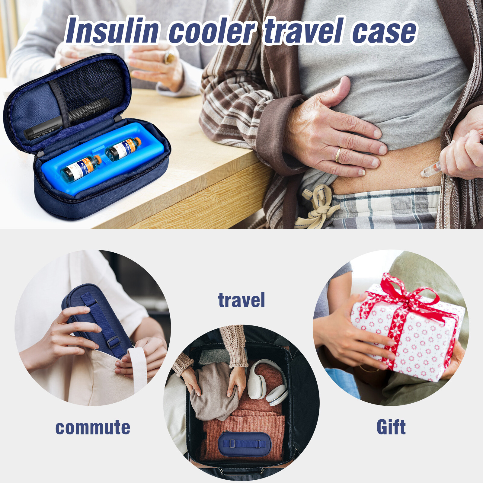Insulin Cooler Travel Case for Vial, Upgraded Ice Pack, Diabetic Medicine Cooler