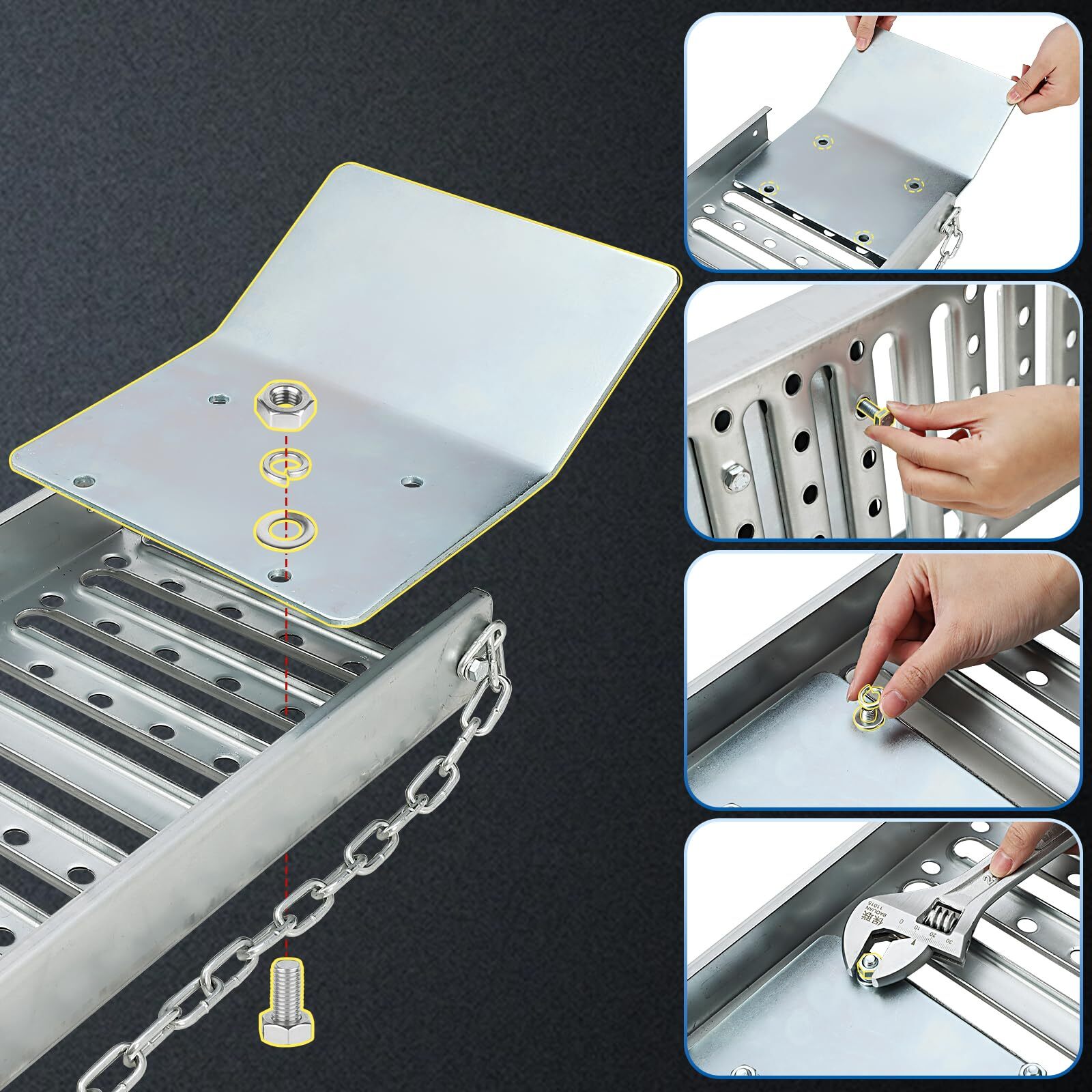 1500 lbs Capacity Loading Ramps Tri-fold Truck Bed Ramp for Pickup Trucks ATV