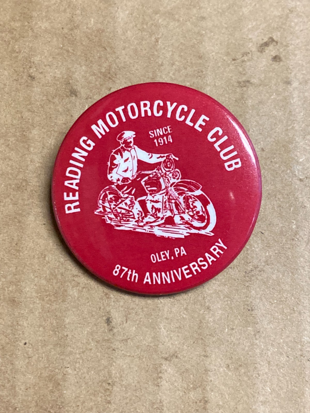 Vintage Reading Motorcycle Club 87th Anniversary Oley, PA. Pin
