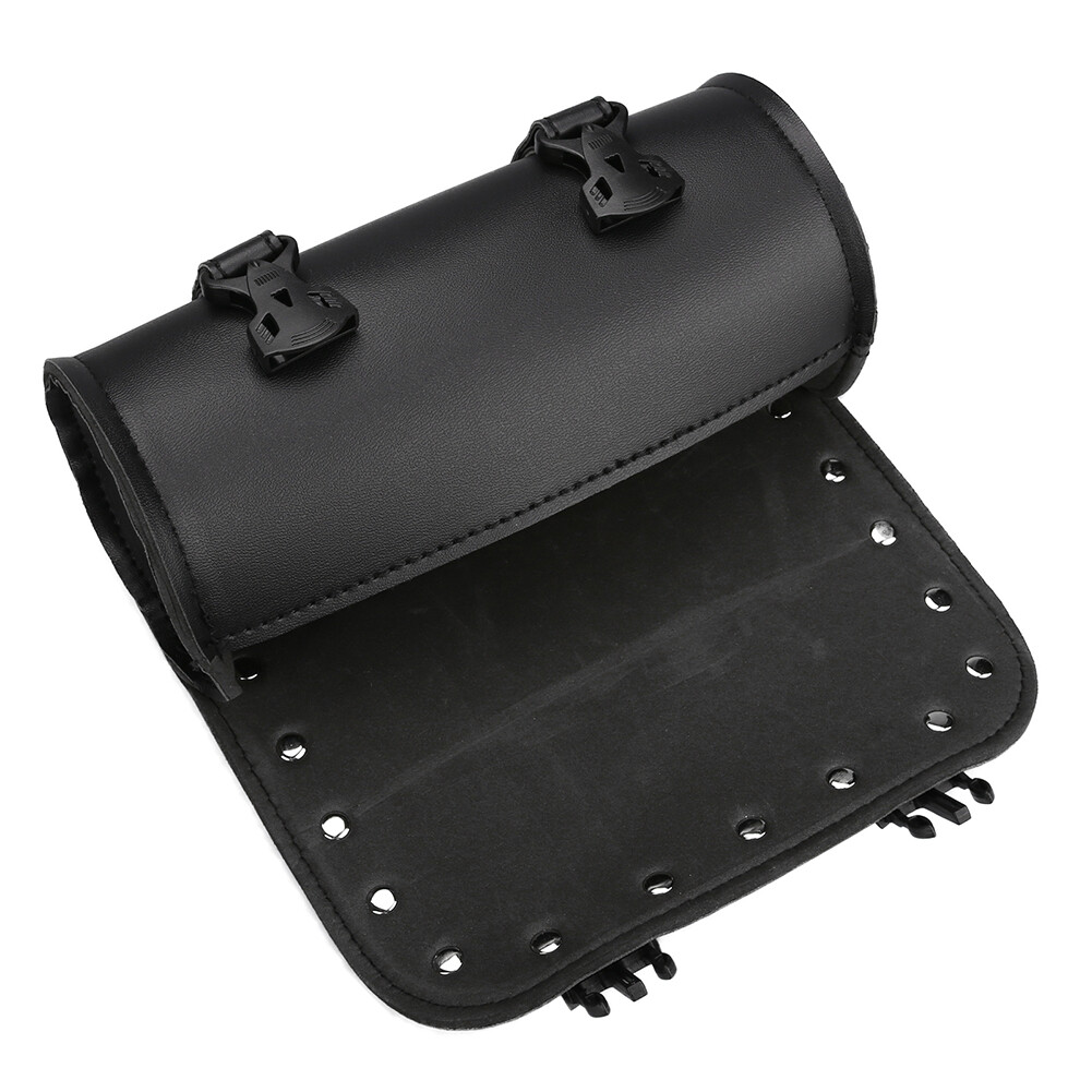 Motorcycle Front Fork Tool Bag Pouch Storage Luggage SaddleBag Leather Handlebar