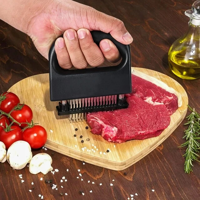 New Meat Tenderizer with 48 Stainless Steel Ultra Sharp Needle Blades BBQ Tool