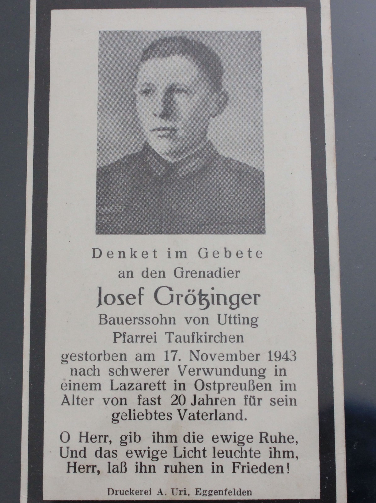 WWII German KIA Soldier Death Cards -Set of 4 Memorial Prints Original