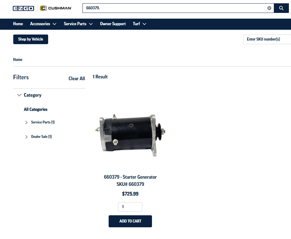 Starter Generator EZGO/Cushman OEM - (660379) - Brand New