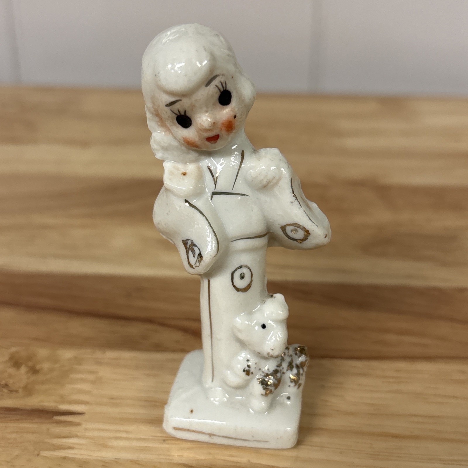 Vintage 1950’s Geisha Girls Figurine With Poodle Japan
