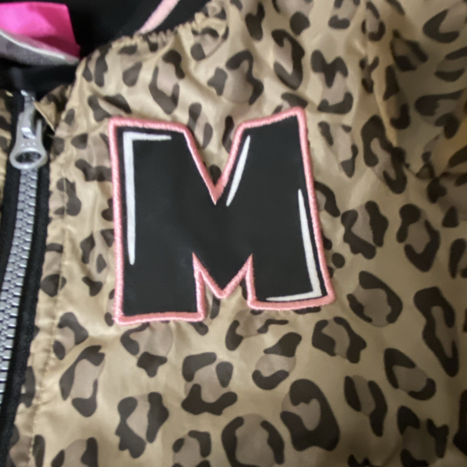 Disney Minnie Mouse Girls Tan Animal Print Bomber Jacket 4T Full Zip