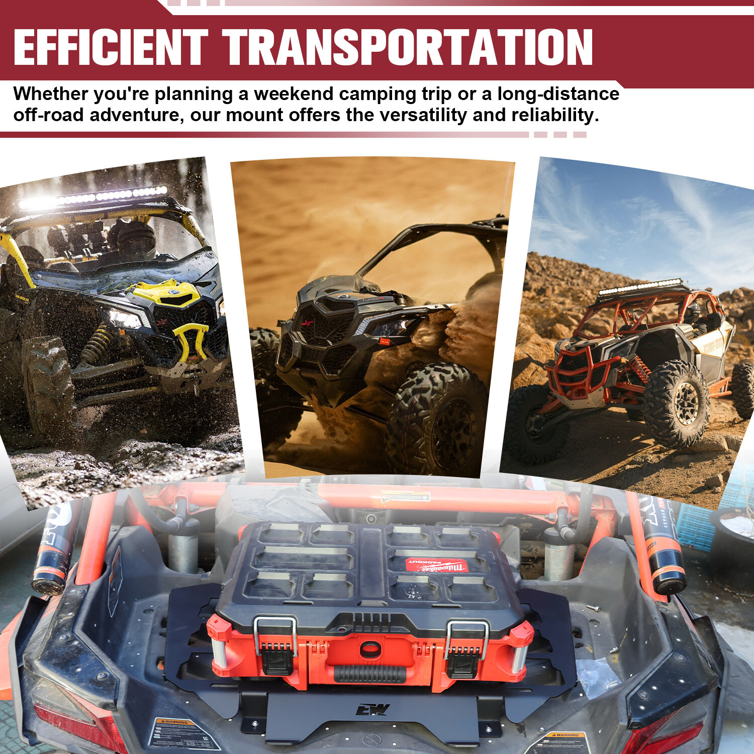 Packout Mount Compatible with Milwaukee for Can-Am Maverick X3 2017-2025 Steel