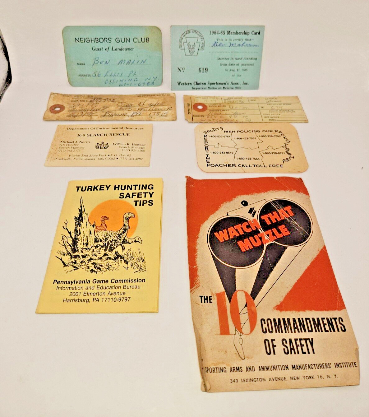 PENNSYLVANIA Deer Hunting 1977 1995 State Resident Gun club pass Misc papers