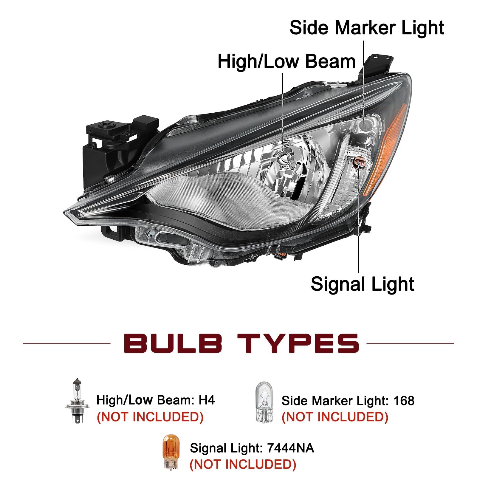 Halogen Headlight for 2016 Scion iA 2017-2018 Toyota Yaris iA 2019-2020 Yaris